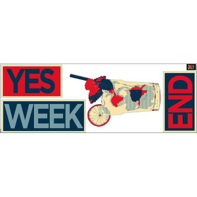 PLAGE Sticker d&eacute;coratif autocollant, yes week-end jeu de mots citation obama, 24 cm X 68 cm