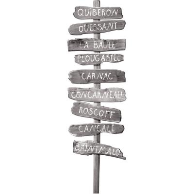 PLAGE  Sticker D&eacute;cor mural adh&eacute;sif 3XL -  Beach Direction Bretagne noir et blanc 45x169 cm