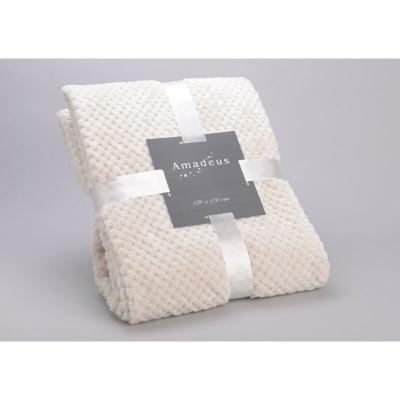 AMADEUS Plaid damier 130x170 cr&egrave;me -  - Beige - Polyester