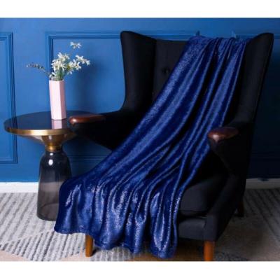 SOLEIL D OCRE Plaid polaire microfibre 125X150 cm BELLA bleu