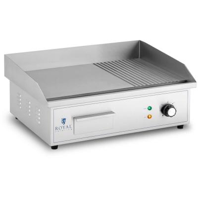 ROYAL CATERING Plancha  modele plaque de cuisson lisse rainuree - 54x35cm