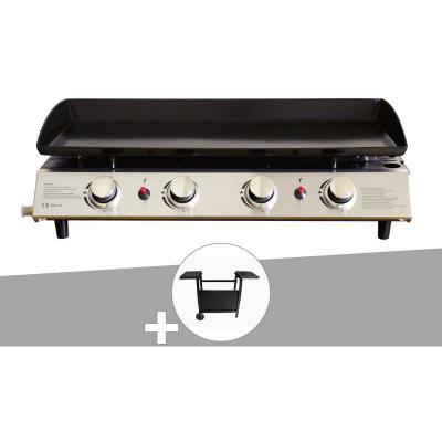 JARDIDECO  Plancha gaz Prato 4 br&ucirc;leurs + Chariot
