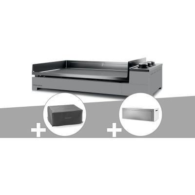 FORGE ADOUR Plancha gaz Premium 75 acier avec housse et couvercle pour plancha - 
