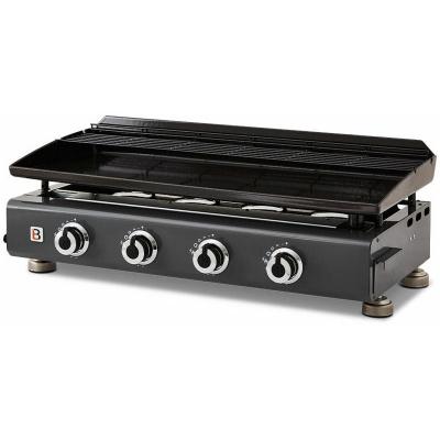 BRASERO Plancha &agrave; gaz Silvia II G 4 Feux Gun Metal  -  - 84 x 34 cm - Plaquer acier &eacute;maill&eacute;e - 10 kW