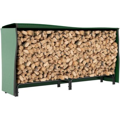 OUTSUNNY Porte-b&ucirc;ches - range-b&ucirc;ches - dim. 200L x 36l x 99H cm - housse incluse verte - m&eacute;tal noir