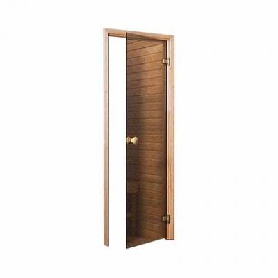 DESINEO Porte de Sauna en verre s&eacute;curite 8 mm cadre en pin 70 x 190 transparente