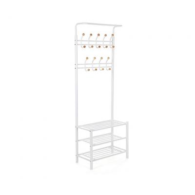 SONGMICS Portemanteau 2-en-1 avec &eacute;tag&egrave;res &agrave; chaussures, Couleur Cr&egrave;me