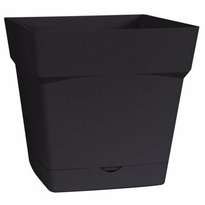 EDA Pot carr&eacute; Toscane avec r&eacute;serve d'eau 25cm anthracite