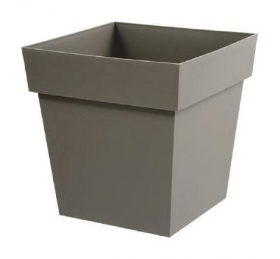 EDA Pot carr&eacute; polypropyl&egrave;ne  Toscane taupe 39 x 39 x h.53 cm