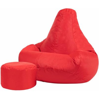 BEAN BAG BAZAAR Pouf inclinable avec repose-pied ext&eacute;rieur rouge
