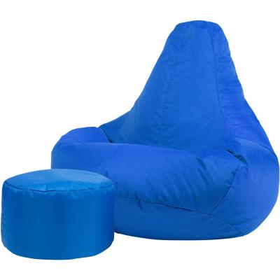 Pouf inclinable avec repose-pied ext&eacute;rieur bleu