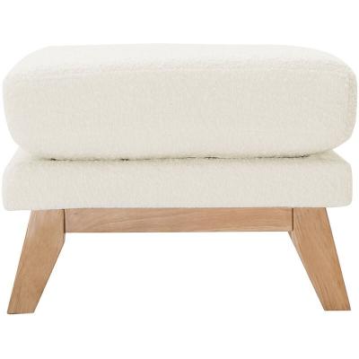 Miliboo - Pouf repose-pieds scandinave d&eacute;houssable blanc effet laine boucl&eacute;e OSLO