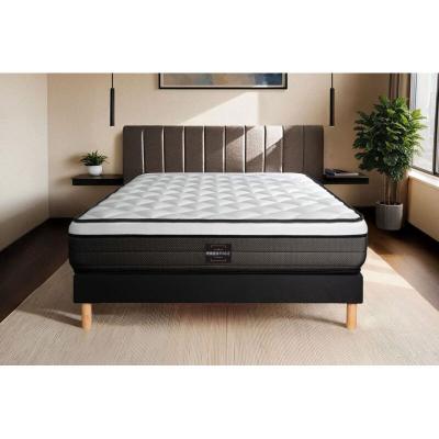 PRESTIGE LITERIE Ensemble matelas sommier Suite 140 x 200 cm - Couleur : Noir - Noir