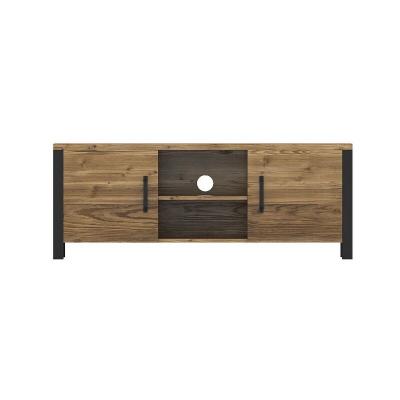 MEUBLORAMA Meuble TV 150cm collection DARWIN. Couleur &eacute;pic&eacute;a et noir. 2 portes et 2 niches