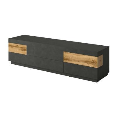 Meuble tv xl 200cm collection kiles. Coloris gris anthracite et ch&ecirc;ne. Style design.