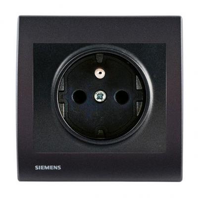 SIEMENS  - Prise 2P+T Anthracite Delta Iris + Plaque basic Anthracite