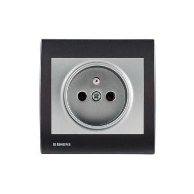 SIEMENS Prise 2P+T Silver Delta Iris + Plaque basic Anthracite  