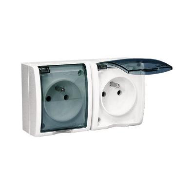 SIMON  double prise 2 p&ocirc;les + terre - transparent - aquarius SIM5902787574178
