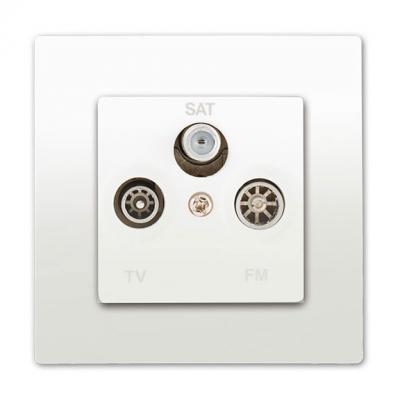 SIEMENS  - Prise TV FM SAT Blanc Delta Viva + Plaque Blanc