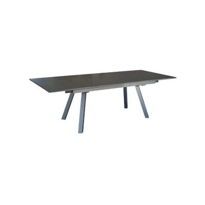PROLOISIRS Table de jardin extensible Agra en aluminium/HPL - 150/200/250 x 90 cm - &eacute;paisseur lames 5 mm - graphite
