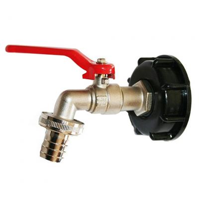 INTERPLAST Robinet pour cuve IBC en laiton chrom&eacute; 20x27 + embout tuyau arrosage