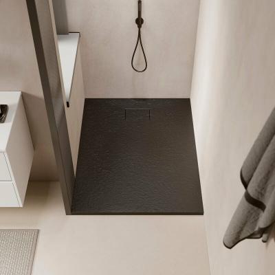STANO. Receveur de douche 80 x 100 cm extra plat PIATTO en SoliCast&reg; surface ardois&eacute;e noir