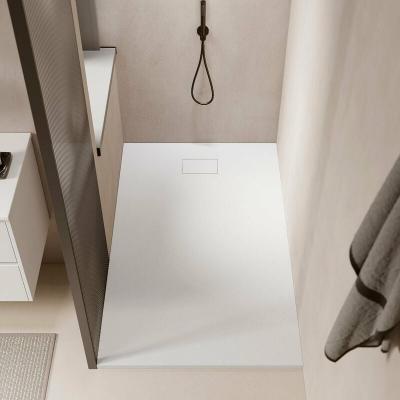 STANO. Receveur de douche 90 x 160 cm extra plat PIATTO en SoliCast&reg; surface ardois&eacute;e blanc