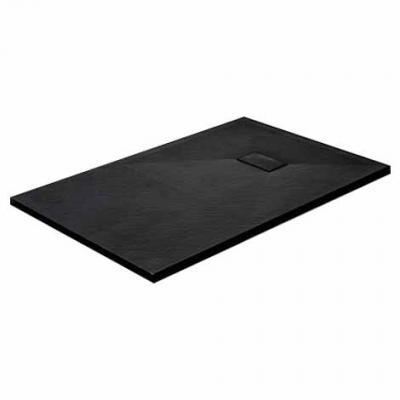 STANO. Receveur de douche 90 x 160 cm extra plat PIATTO en SoliCast&reg; surface ardois&eacute;e noir
