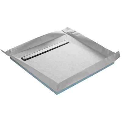 U TILE Receveur &agrave; carreler 90 x 90 cm lineboard 4 pentes avec natte &eacute;tanche et siphon ultra plat RC90LINE