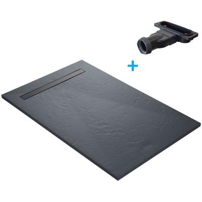 U TILE Receveur de douche caniveau 120 x 90 cm en r&eacute;sine finition ardoise - gris RC12090SLATE-7015-LINE