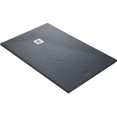 U TILE Receveur de douche 120 x 90 cm en r&eacute;sine finition ardoise - gris RC12090SLATE-7015
