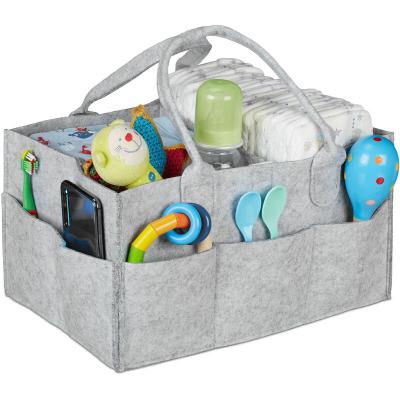 RELAXDAYS  Rangement couches 11 compartiments panier langer portable organiseur chambre b&eacute;b&eacute; corbeille gris clair 