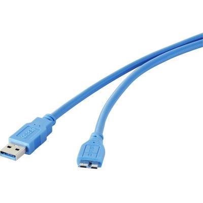 RENKFORCE USB 3.0 [1x USB 3.0 m&acirc;le type A - 1x USB 3.0 m&acirc;le Micro B] 1.00 m bleu contacts dor&eacute;s