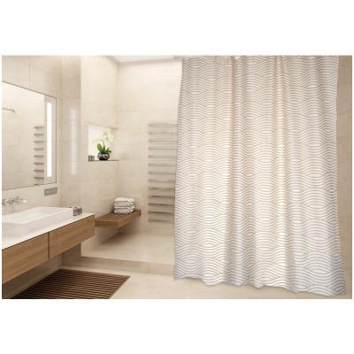 MSV Rideau de douche Polyester WAVE 180x200cm QUALITE PREMIUM Beige