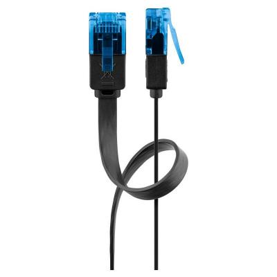 GOOBAY  - cat 6A C&acirc;ble Patch Plat, u/utp, noir, conducteur en cuivre (cu). Longueur de c&acirc;ble 0.5 m