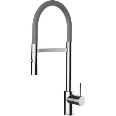 VIZIO Mitigeur &eacute;vier robinet cuisine GRIS bec orientable et douchette 2 jets