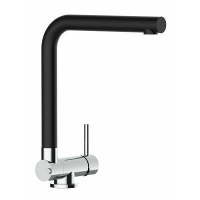 VIZIO Mitigeur evier robinet cuisine bec pivotant 360&deg; et rabattable &agrave; 4,5 cm QUARTZ NOIR