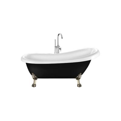 Baignoire ancienne r&eacute;tro sur pieds RICHMOND Noire 171 cm Pieds de Lion Bronze jaune vieilli