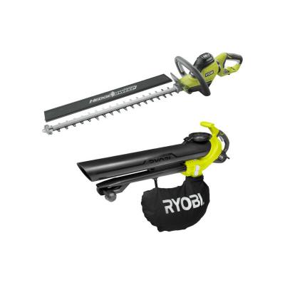 RYOBI Pack  taille-haies &eacute;lectrique 600W RHT6160RS - Souffleur aspiro-broyeur &eacute;lectrique 3000W 3en1 RBV3000CESV
