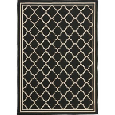Tapis interieur / exterieur en noir & beige, 160 x 231 cm