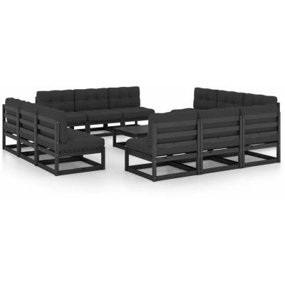 VIDAXL Salon De Jardin 13 Pcs Avec Coussins Bois De Pin Massif  