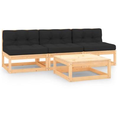 VIDAXL Salon de jardin 4 pcs avec coussins bois de pin solide