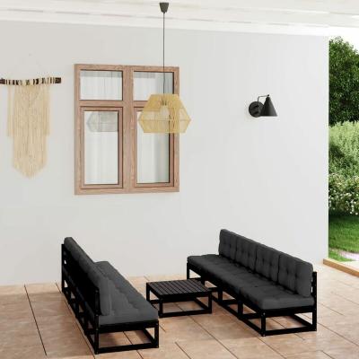 VIDAXL Salon De Jardin 9 Pcs Avec Coussins Bois De Pin Massif  