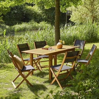 BERAH GETAH Salon de jardin en acacia massif extensible 6/8 places