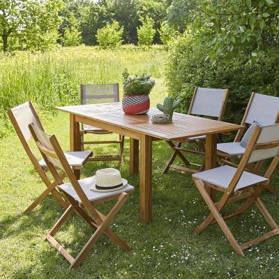 BERAH GETAH Salon de jardin en acacia massif 6/8 places