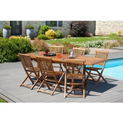 MACABANE Salon de jardin en teck 6 places - collection buru