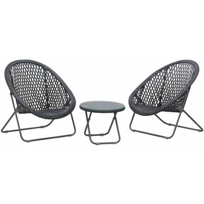 AUBRY GASPARD Salon de jardin en polyr&eacute;sine et m&eacute;tal Kent (Lot de 3) noir
