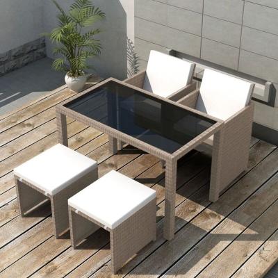 VIDAXL Salon de jardin encastrable avec coussins 5 pcs Rotin Beige