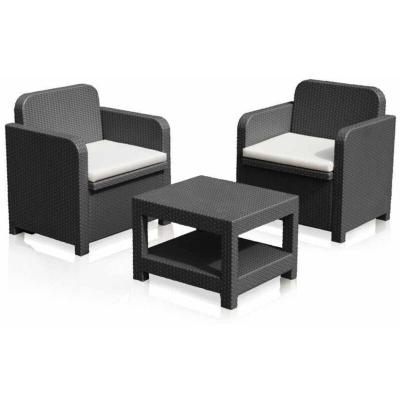 GRAND SOLEIL Salon de Jardin et Fauteuils ext&eacute;rieurs  Giglio Bar Poly-Rotin 2 Places Couleur: Noir