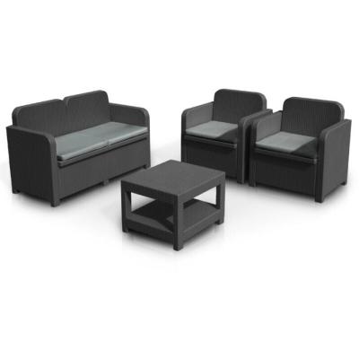 GRAND SOLEIL Salon de jardin: 2 fauteuils + 1 table basse GIGLIO coloris gris